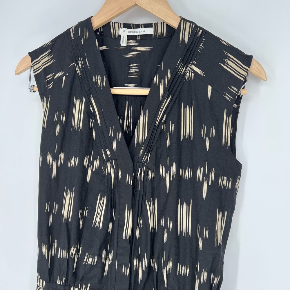 Derek Lam 10 Crosby Silk Cotton‎ Tie Waist Black V Neck Romper - Picture 2 of 15